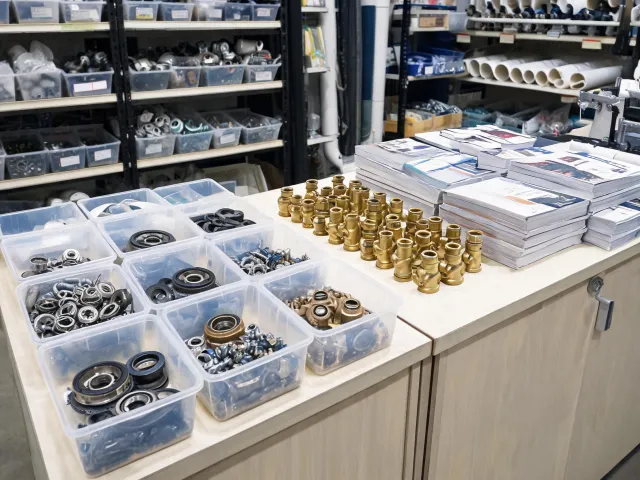 Dealer counter with pump parts