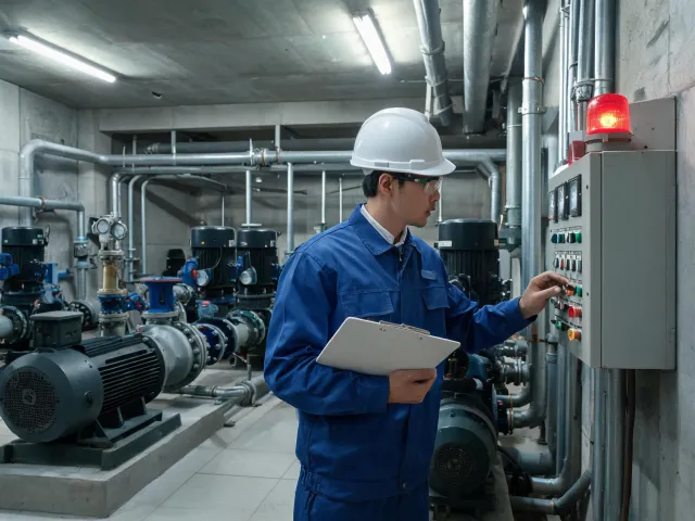 Property maintenance pump alarm check
